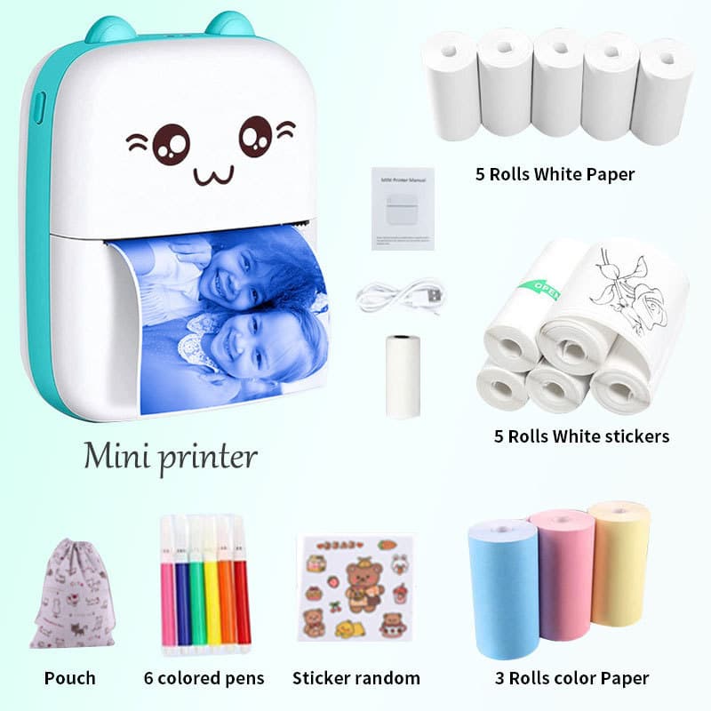 Self-Adhesive Small Portable Wireless Thermal Photo Printer Pocket-Sized Student Mini Error Correction Label Printer