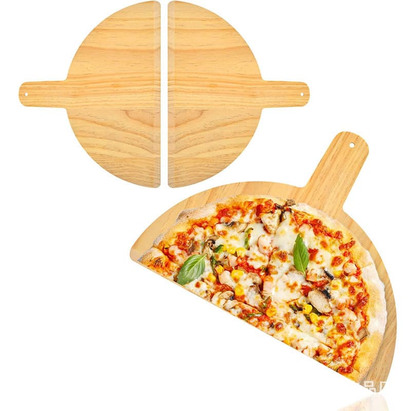 Wooden Pizza Peel Semi-Circular Pizza Shovel for Pizza Machine, Solid Wood Pizza Board