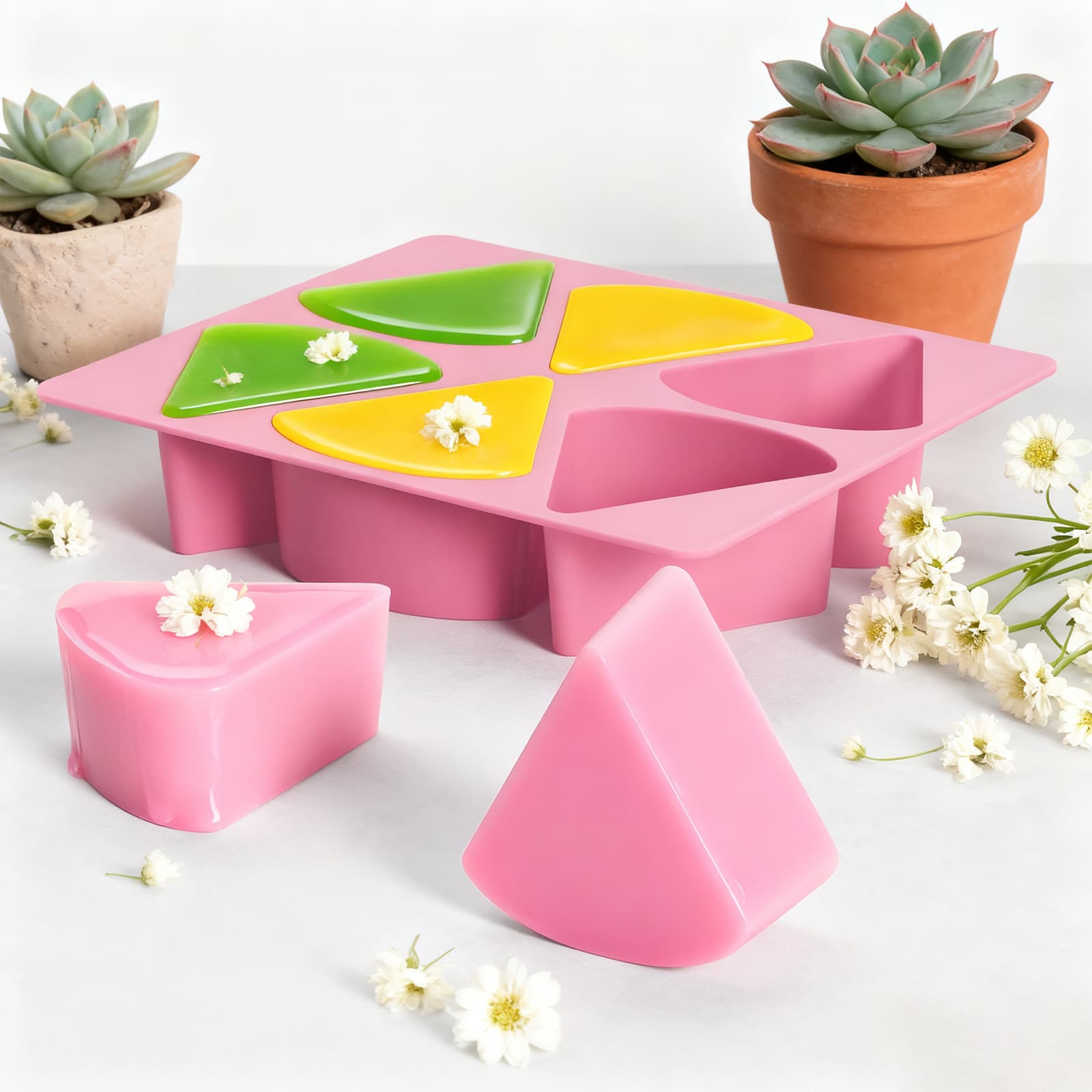 6-Cavity Triangle Soap Mold, Non-Stick Pudding Easy Release, 6-Cavity Home Food-Grade DIY Chocolate Baking Mold