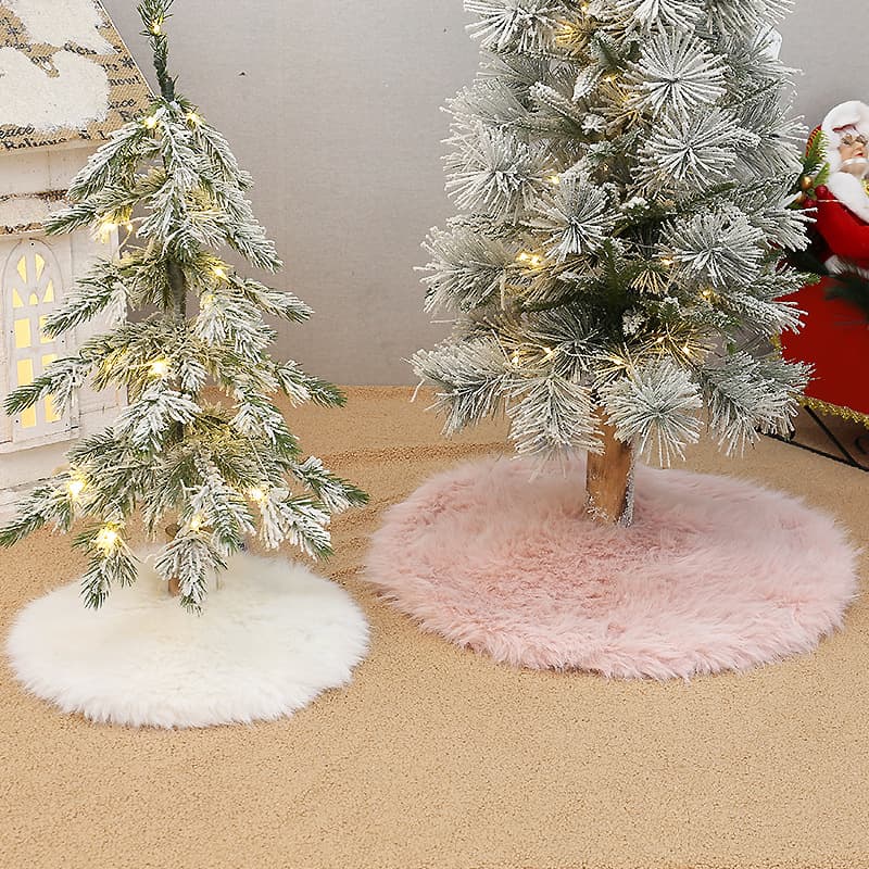 Baiyang Crafts Wholesale Solid Color Long Pile Christmas Tree Skirt Christmas Scene Decoration Under Tree