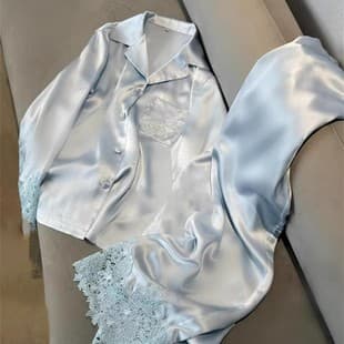 French Chic Lace Ice Silk Pajamas for Women Spring Autumn New Soft Comfortable Plus Size Homewear Set