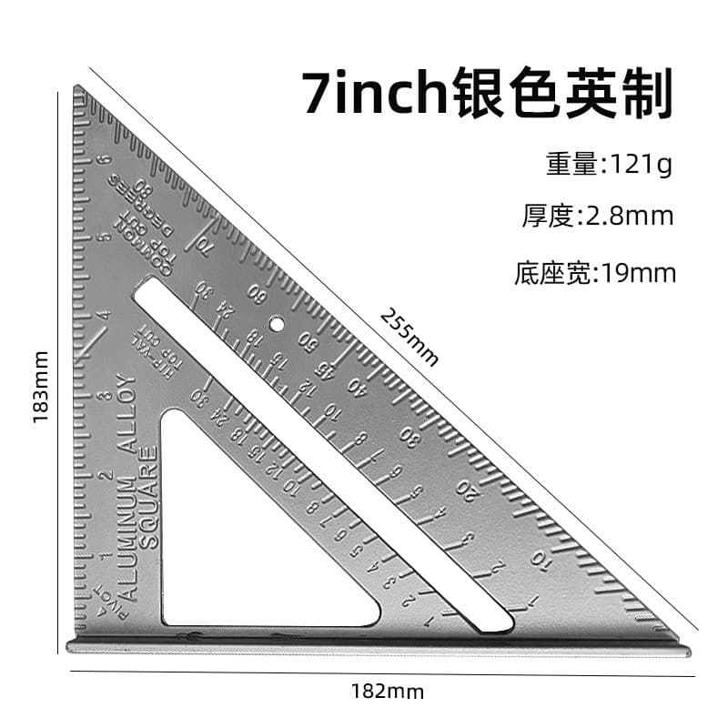 Red Triangular Arrow Center Stop Ruler Right Angle Positioning Marking Ruler Aluminum Alloy Multifunctional Woodworking Measuring Tool