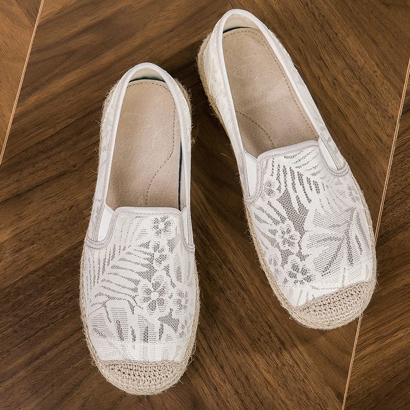 Fisherman Shoes Women 2025 New Summer Flat Cloth Shoes Mesh Lace Breathable Slip-on Women's Casual Shoes