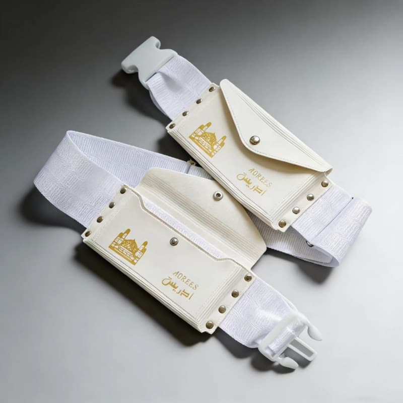 Factory spot rivets Arabian Hajj waist bag men's white PU belt adjustable hajj waist bag wholesale new