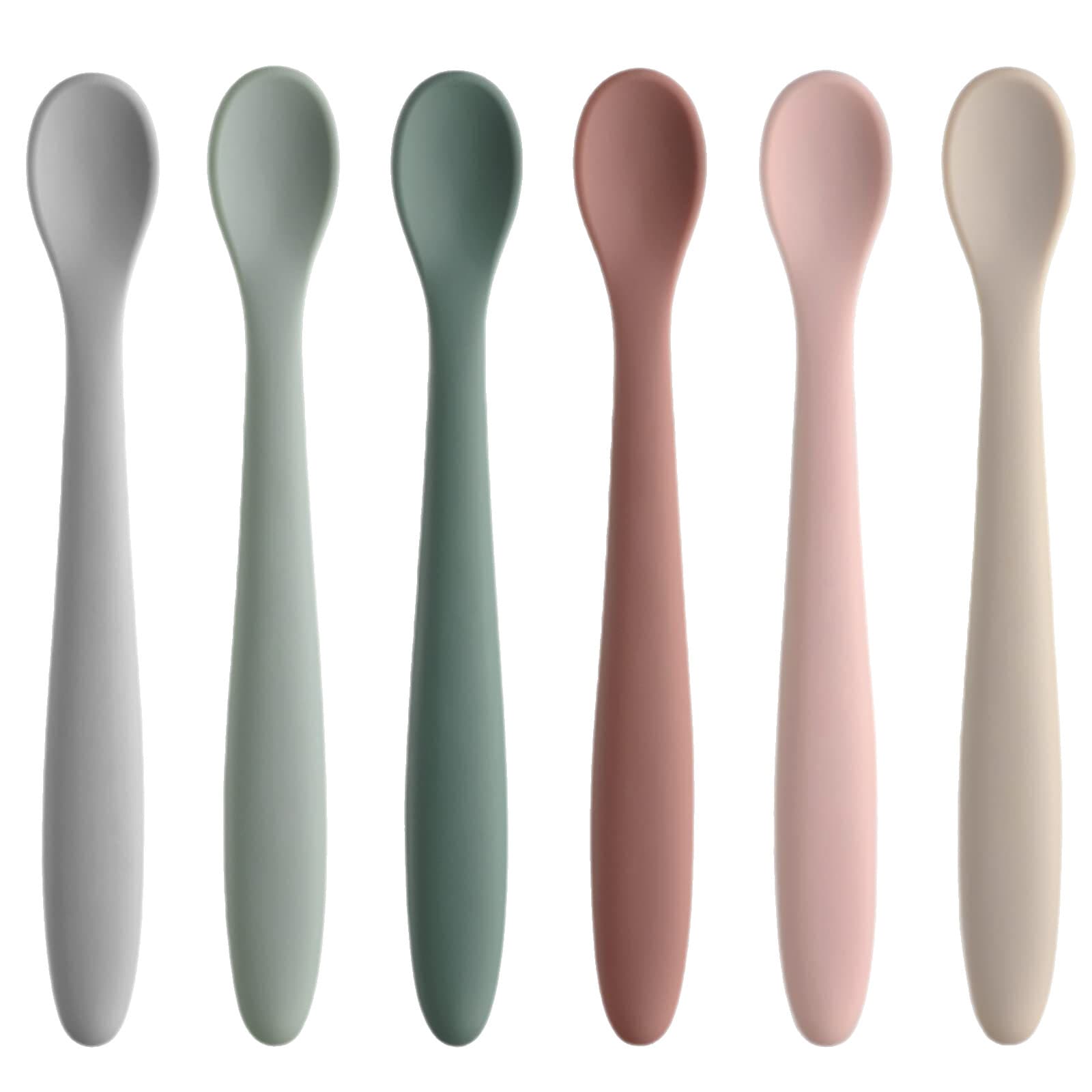Silicone Baby Feeding Spoon First Stage Training Spoon Baby Tableware Soft Tip Baby Weaning Spoon