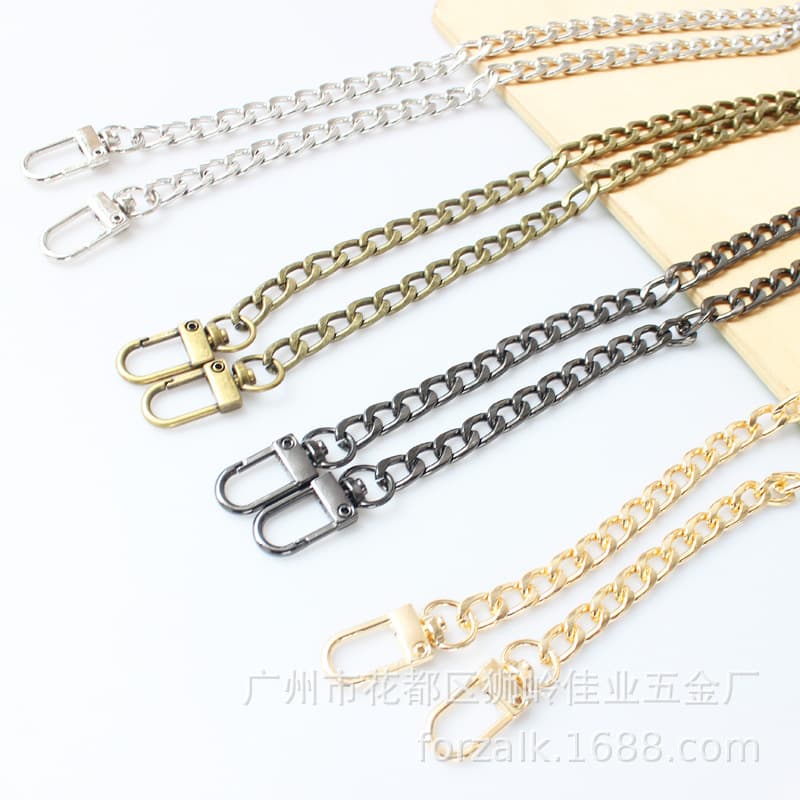 8mm wide chain strap for bags, popular cross-border seller, 2.0nk flat chain with three-quarter buckle, bag chain handle.