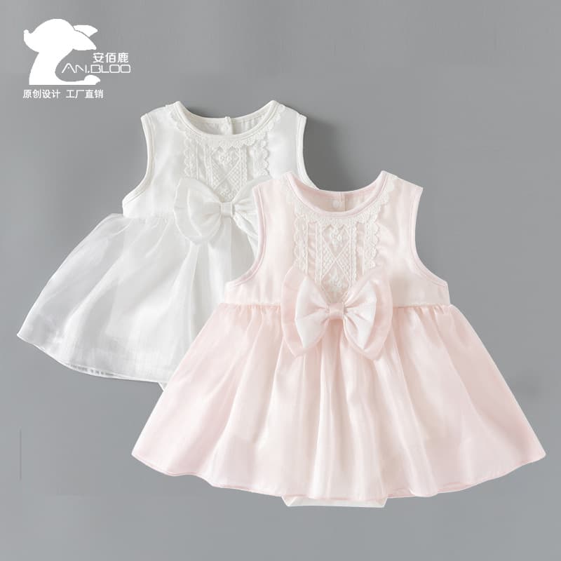 Cross-border Korean-style Children's Vest Dress Flower Girl Children's Gown Princess Dress 1-Year-Old Baby Girl Lace Dress