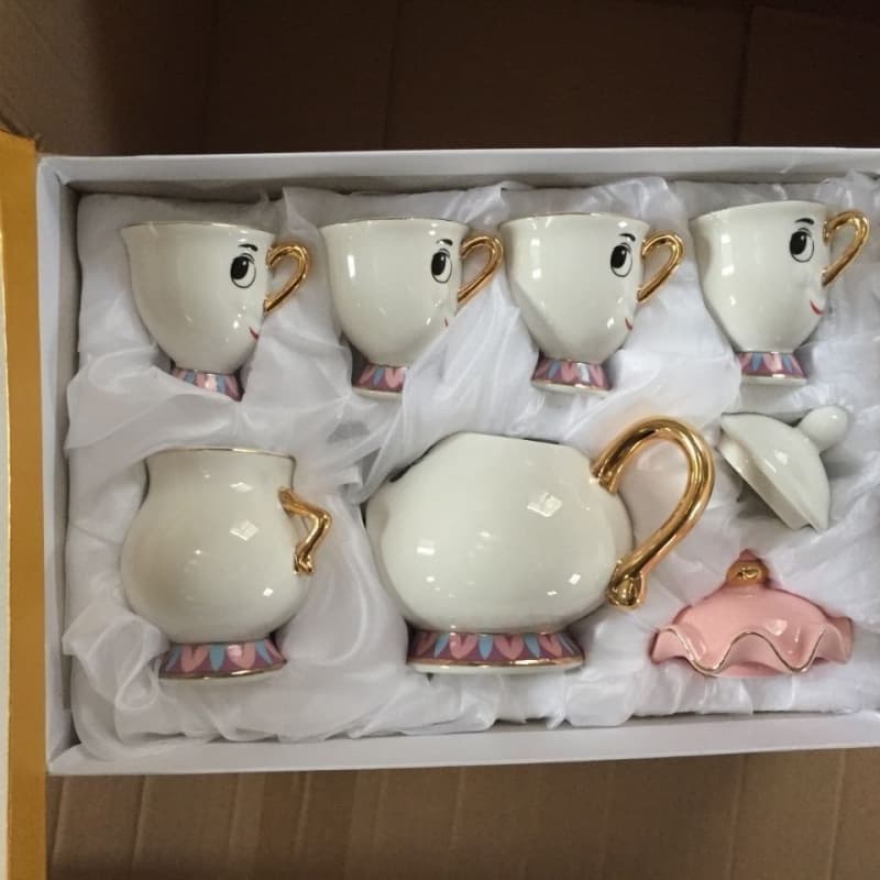 Beauty Mug Beast Teapot Ceramic Gold Plated Tea Pot Cup Mrs. Archie Cup Six Pieces European Style Heat Resistant Gold Plating