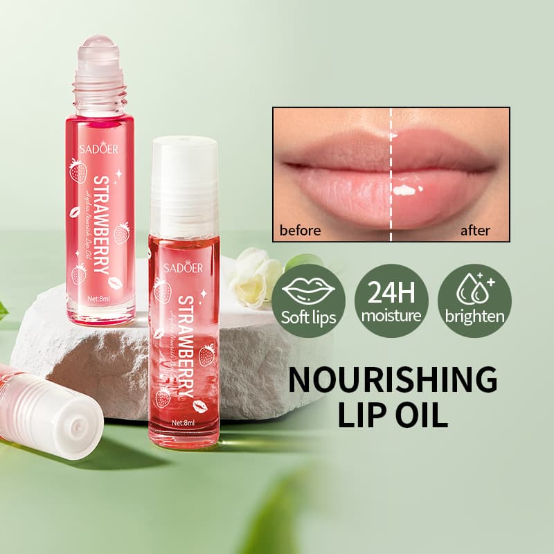 SADOER Strawberry Moisturizing Lip Oil, Autumn and Winter Hydrating Lip Balm for Lip Care, Cross-border Wholesale