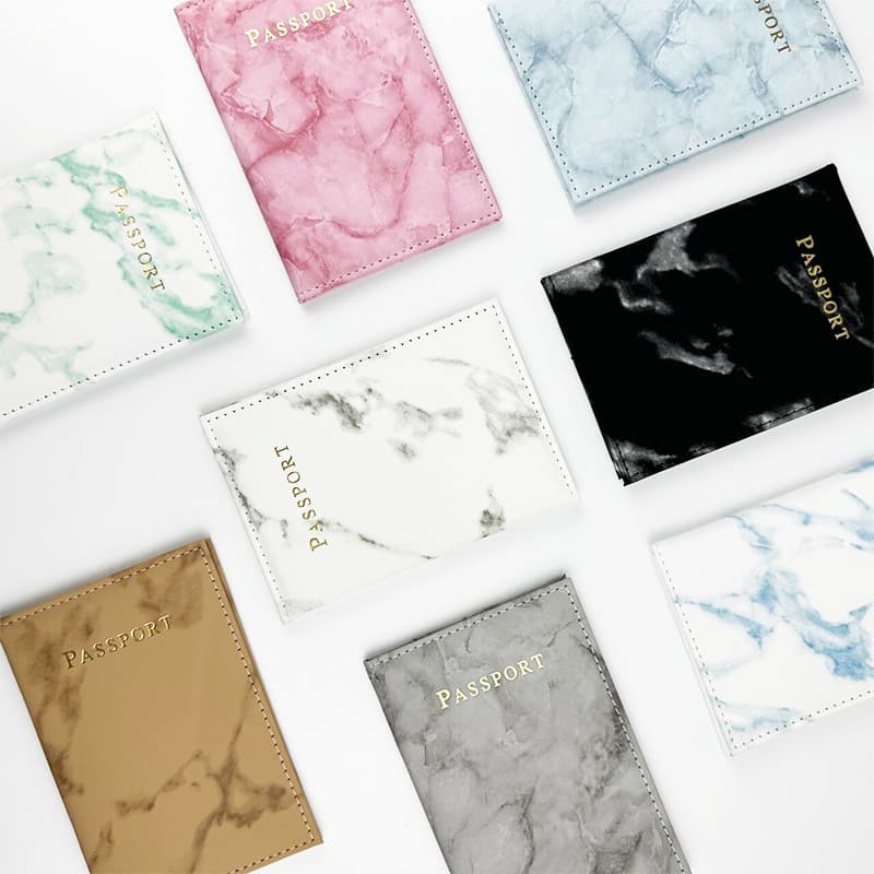 In Stock Cross-Border Marble Leather Passport Cover PU Leather Passport Holder Single-Side Stitched Passport Bag