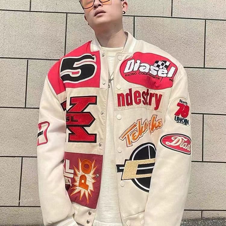 American-style jacket, celebrity-endorsed baseball jacket, spring and autumn motorcycle loose fit, heavy embroidery couple outfit, hip-hop men's and women's outerwear.