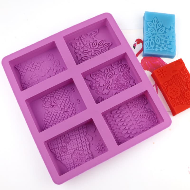 Minghao 6 Different Patterns Handmade Soap Mold Self-Cooling Mold DIY Silicone Cake Mold High Temperature Resistance