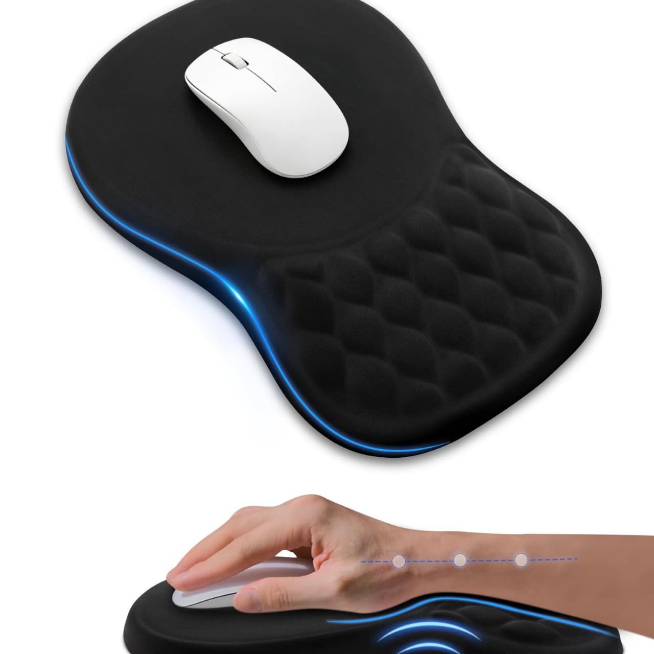 Amazon Best-Selling Ergonomic Memory Foam Wrist Rest Mouse Pad, Simple Solid Color Wrist Support Pad