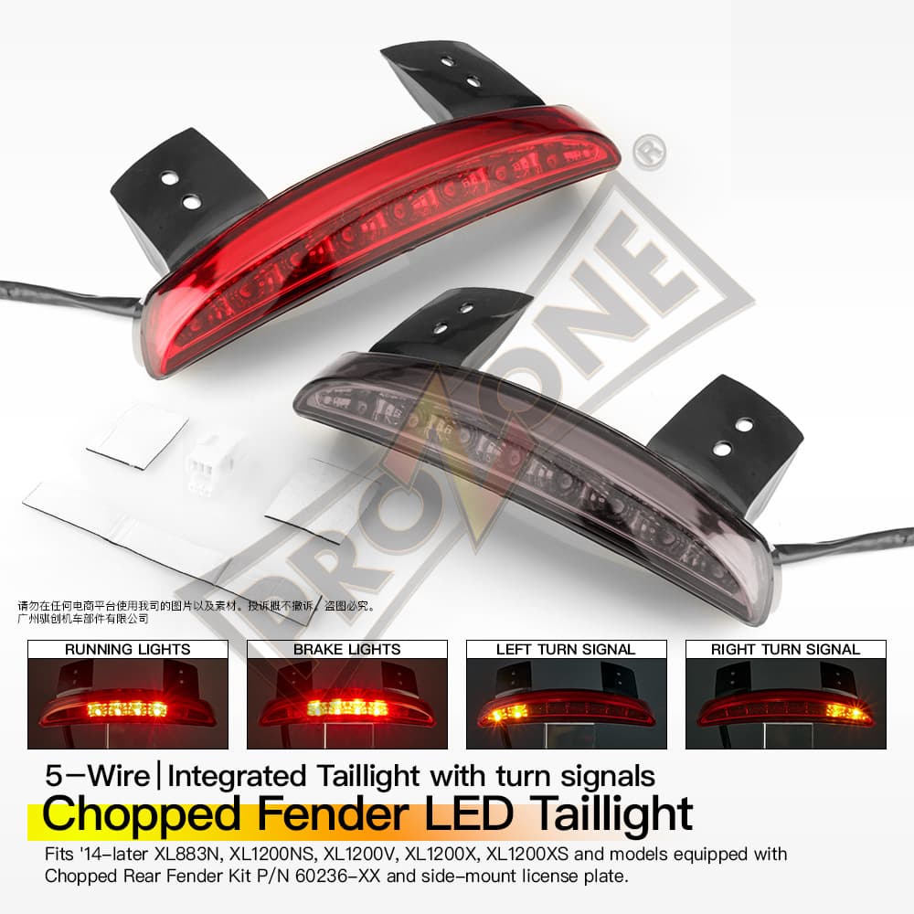 Compatible with Harley Davidson Breakout XL883 1200 LED Tail Brake Light Fender Under Mount 5-Wire