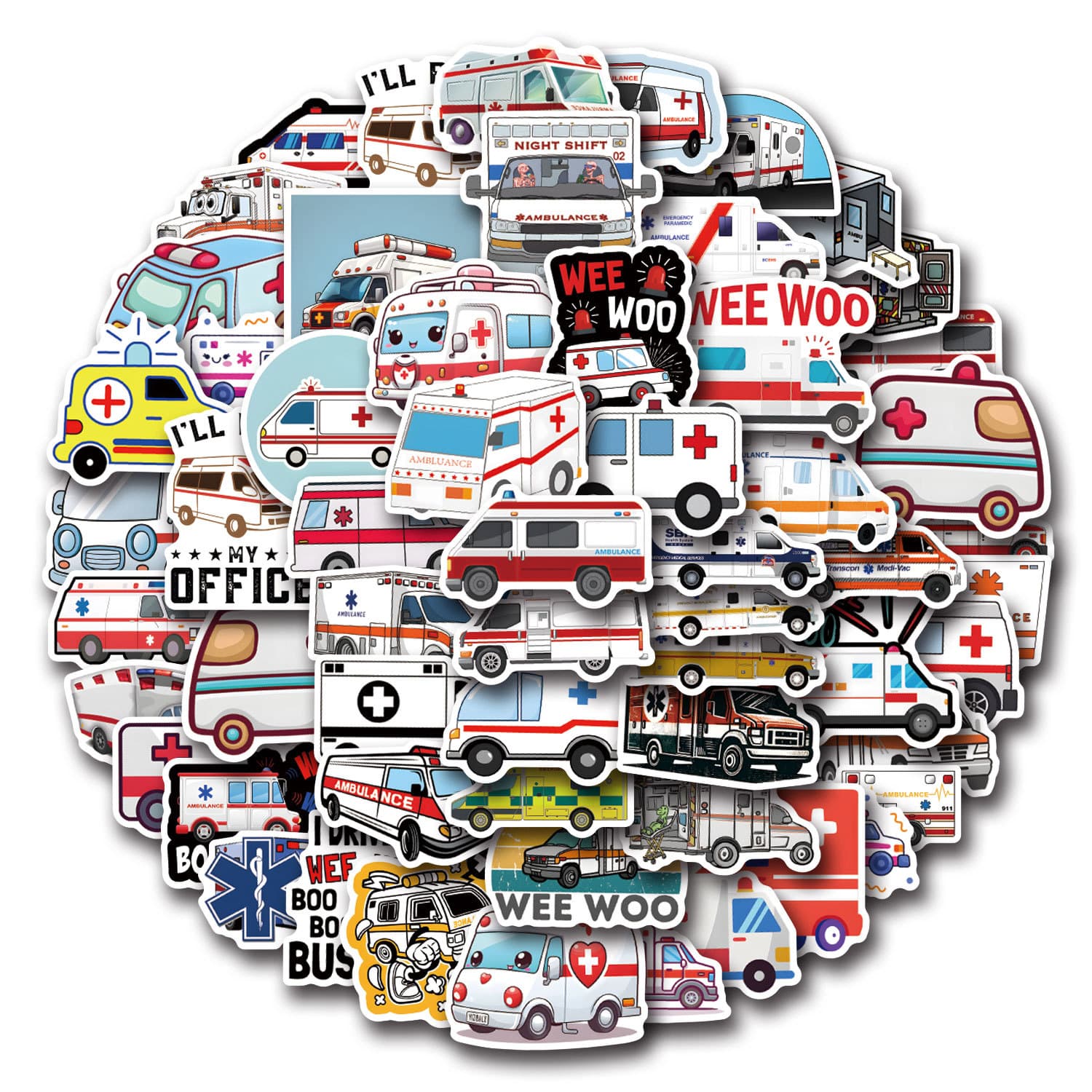 55 new ambulance Ambulance personalized graffiti stickers car trunk water cup stickers wholesale