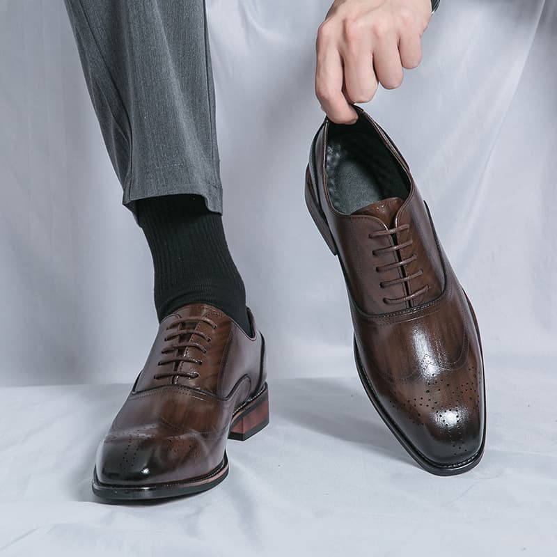 2025 New Men's Leather Shoes Business Formal Casual Shoes Korean Trendy Style British Style Men's Leather Shoes Adults Spring Au
