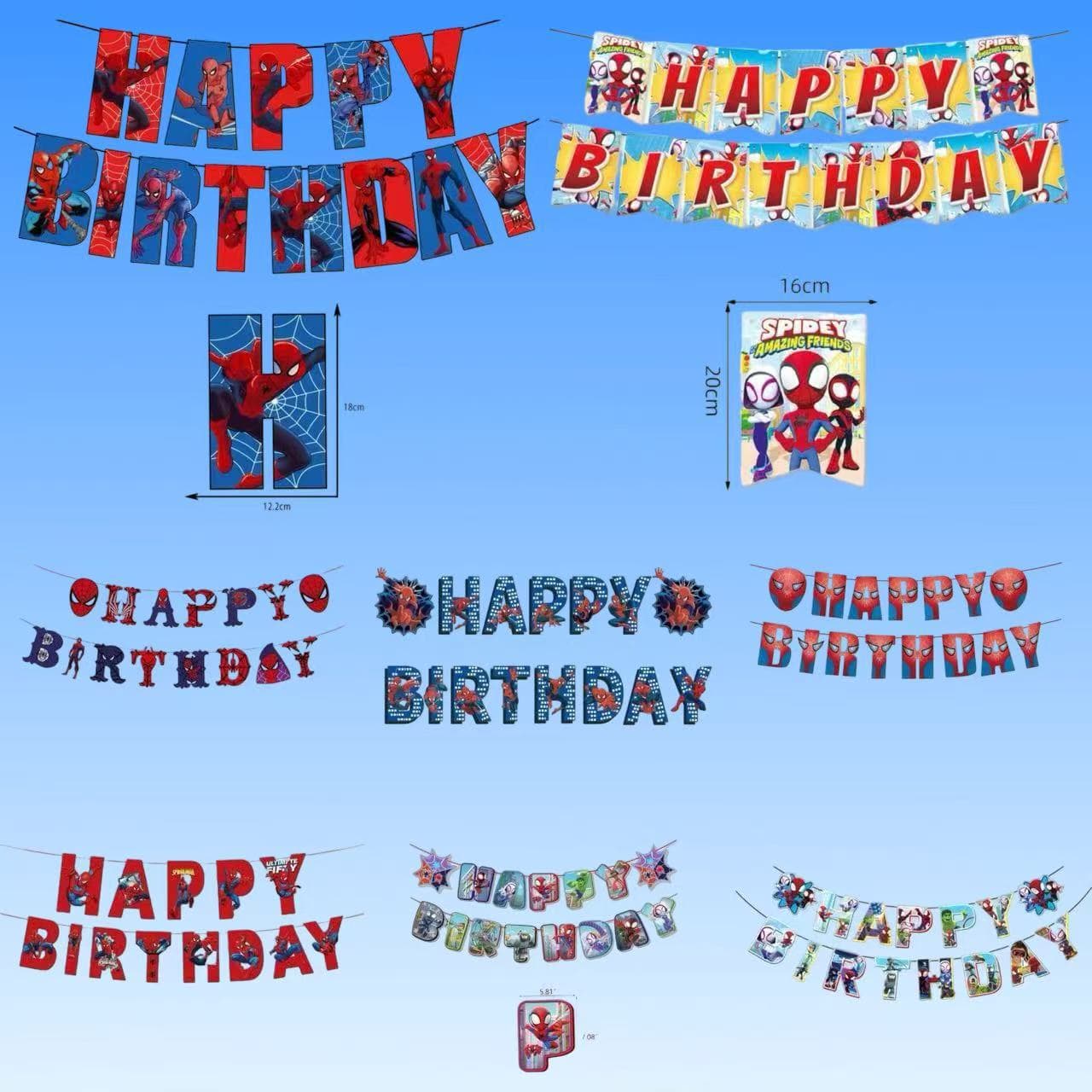Cross-border Spider-Man Little Spider-Gwen Spider-Man series birthday party decorations triangle fishtail letter flag
