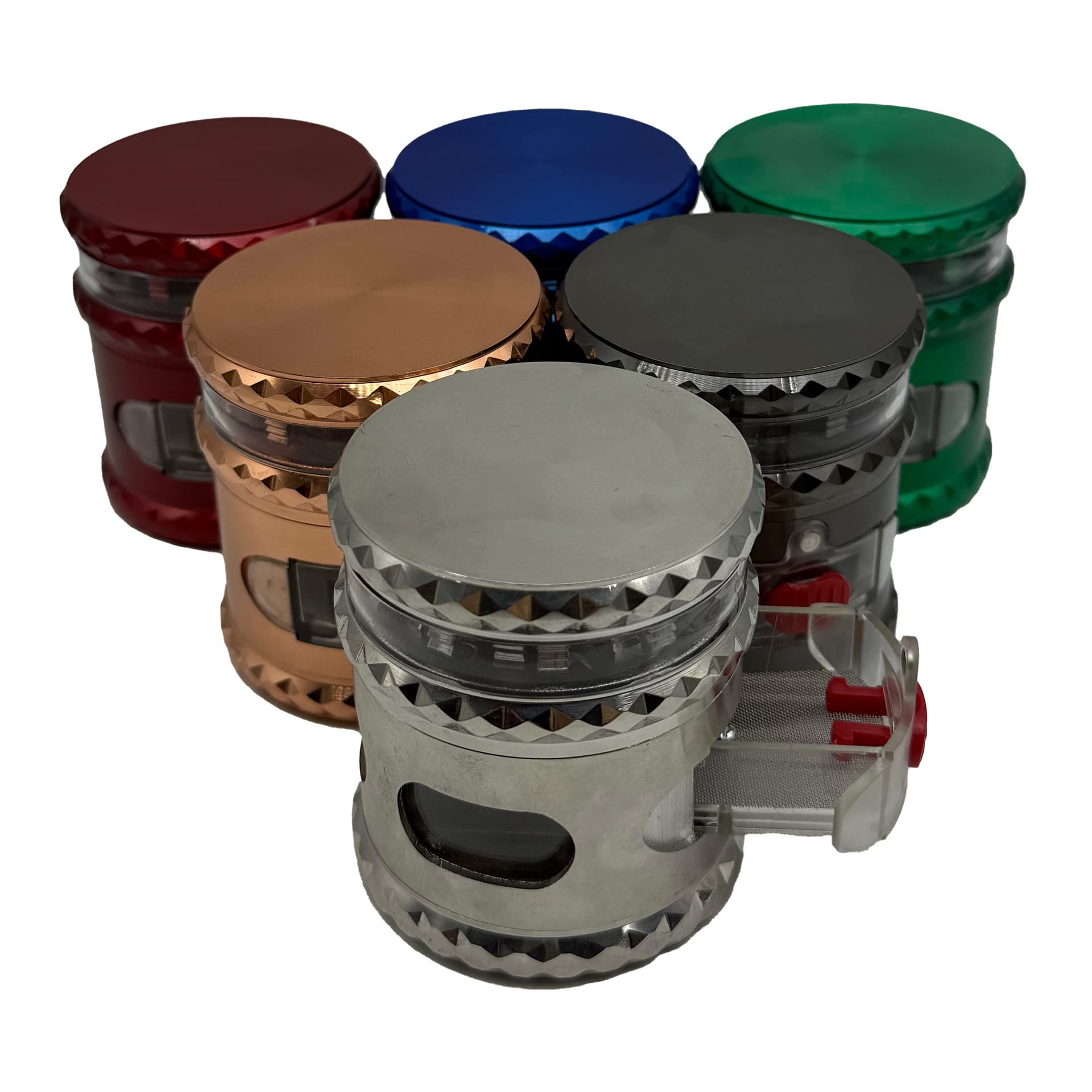Cross-border Hot Selling 63mm 4-Layer Diamond Top Red Dot Drawer Metal Grinder