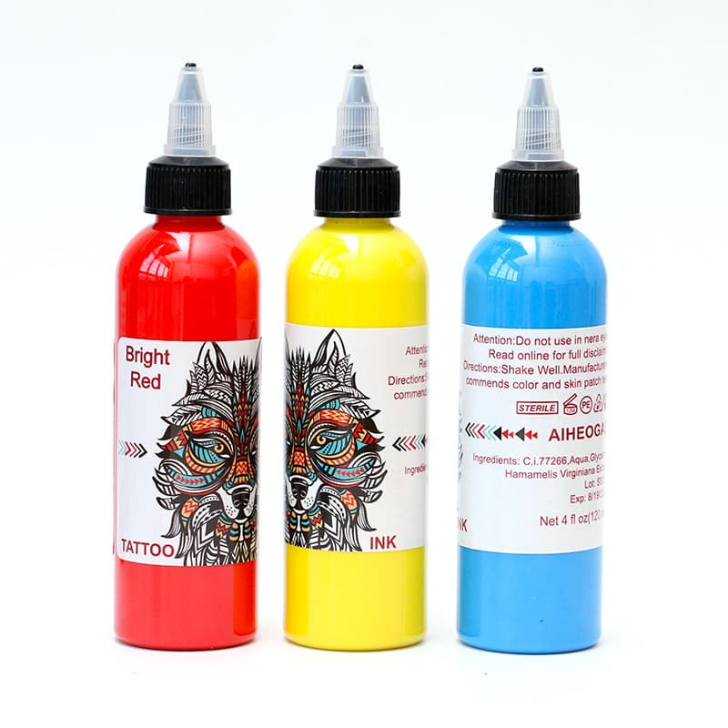 Cross-Border Tattoo Practice Colorful Material Tattoo Colorful Ink 120ml 14 Colors Wolf Head Mark Tattoo Colorful Pigment