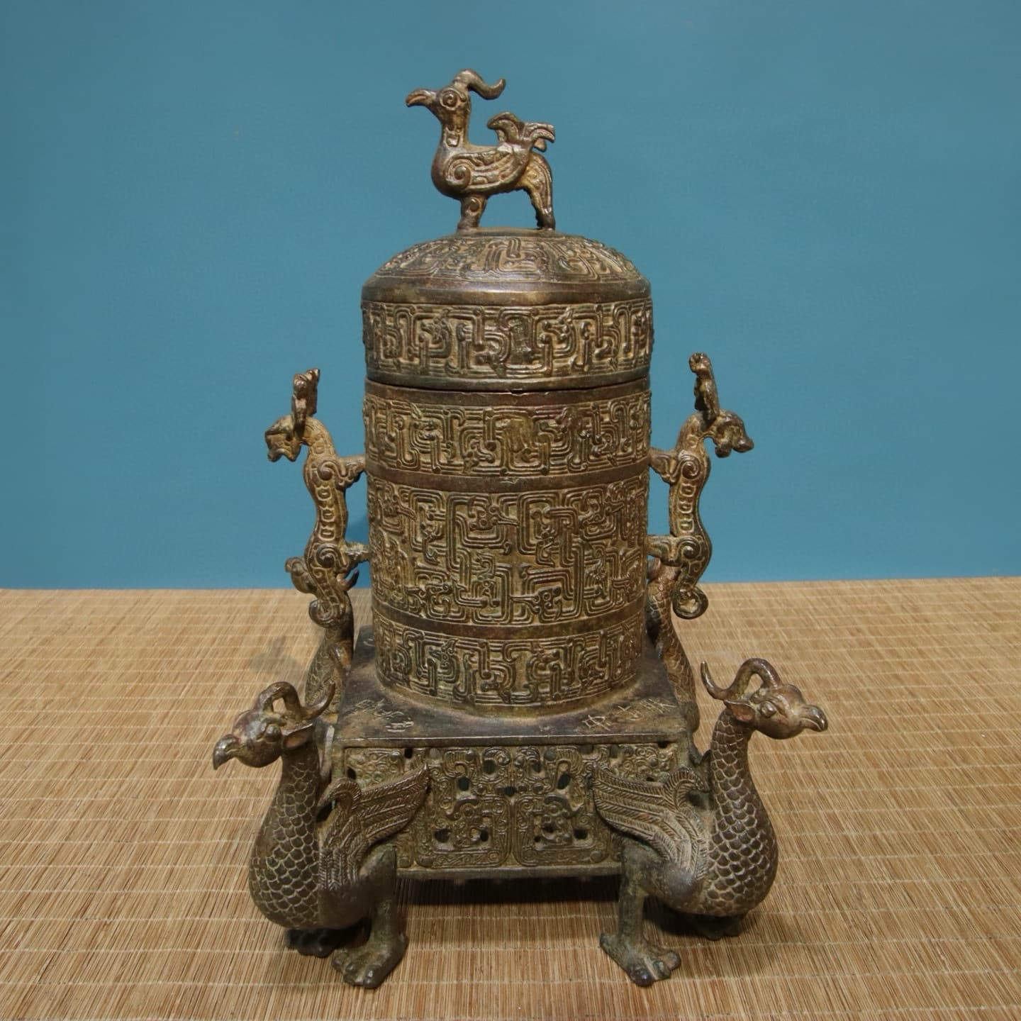 Double Dragon Bronze Bell, Antique Style, Large Size, Wind Chime Pendant, Round Clock, Collectible, Celebration Craft