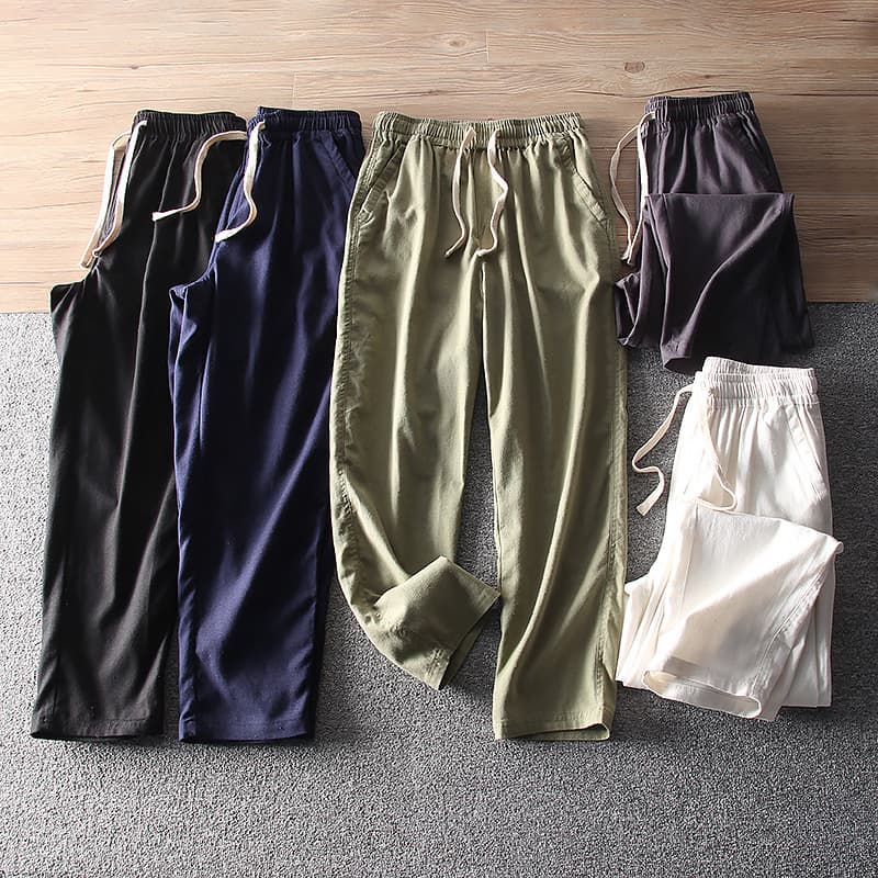 Chinese Style Men's Cotton Linen Casual Pants, Cool Linen Breathable Comfortable Loose Straight Leg Pants, Fashion Men's Sports Linen Pants