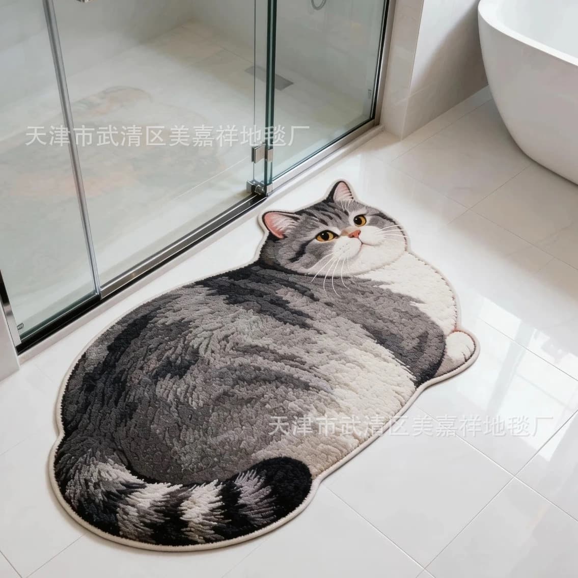 Hot Selling Cat Faux Cashmere Rug Living Room Bedroom Side Mat Absorbent Non-Slip Bathroom Floor Mat