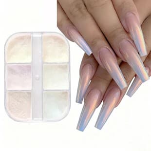 Japanese Korean Nail Art 6 Grid Aurora Powder Nail Glitter Powder Nail Holographic Shell Powder Mirror Powder Ice Transparent Aurora Powder Nail