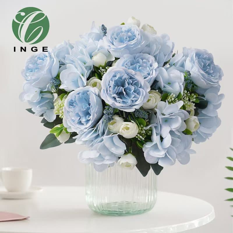Cross-border New Simulation Flower Silk Flower Forest Hydrangea Peony Artificial Plastic Flower Wedding Bouquet Road Guide Bouquet