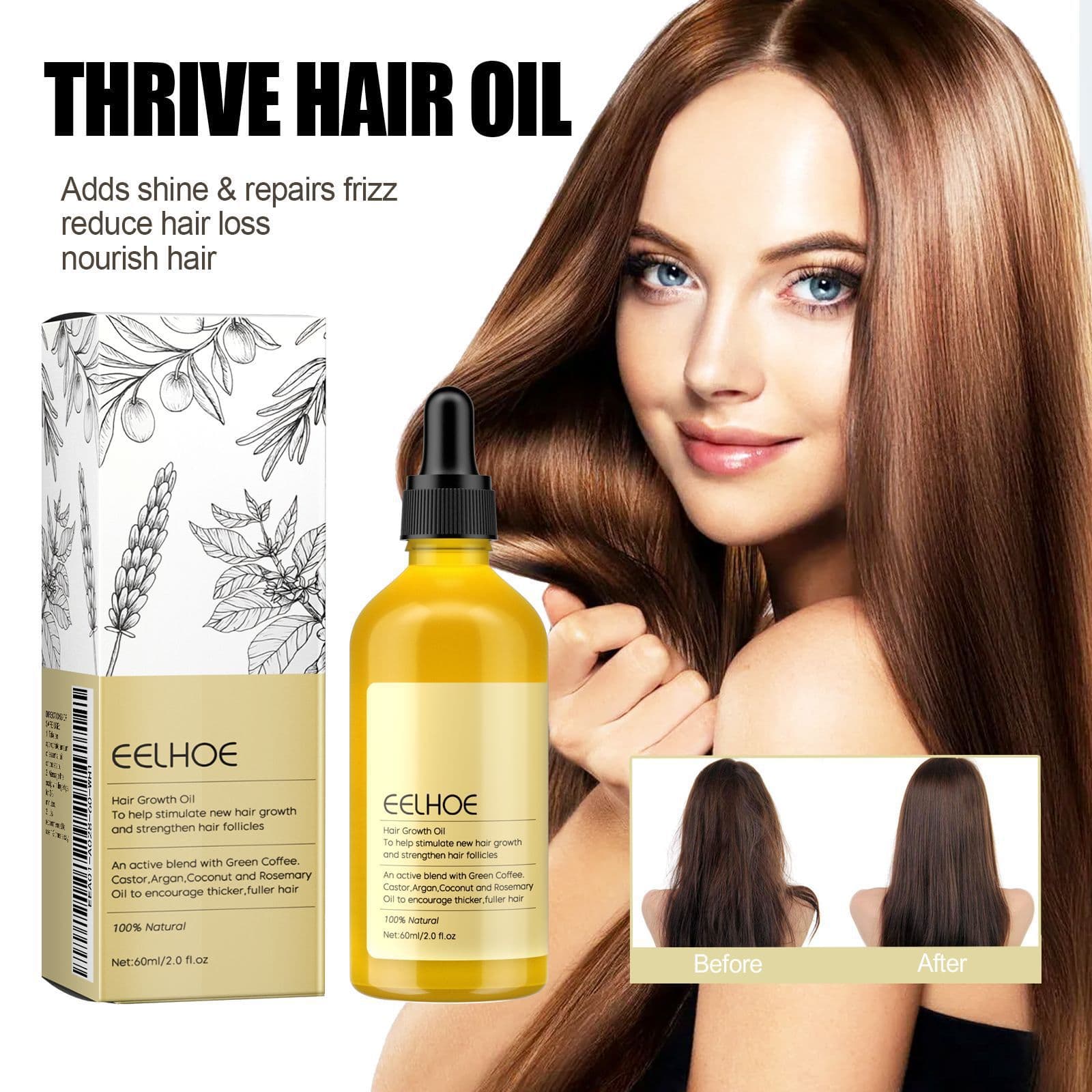 In Stock EELHOE Rosemary Hair Oil Hair Care Smooth and Silky Gentle Nourishing Shine Hair Oil