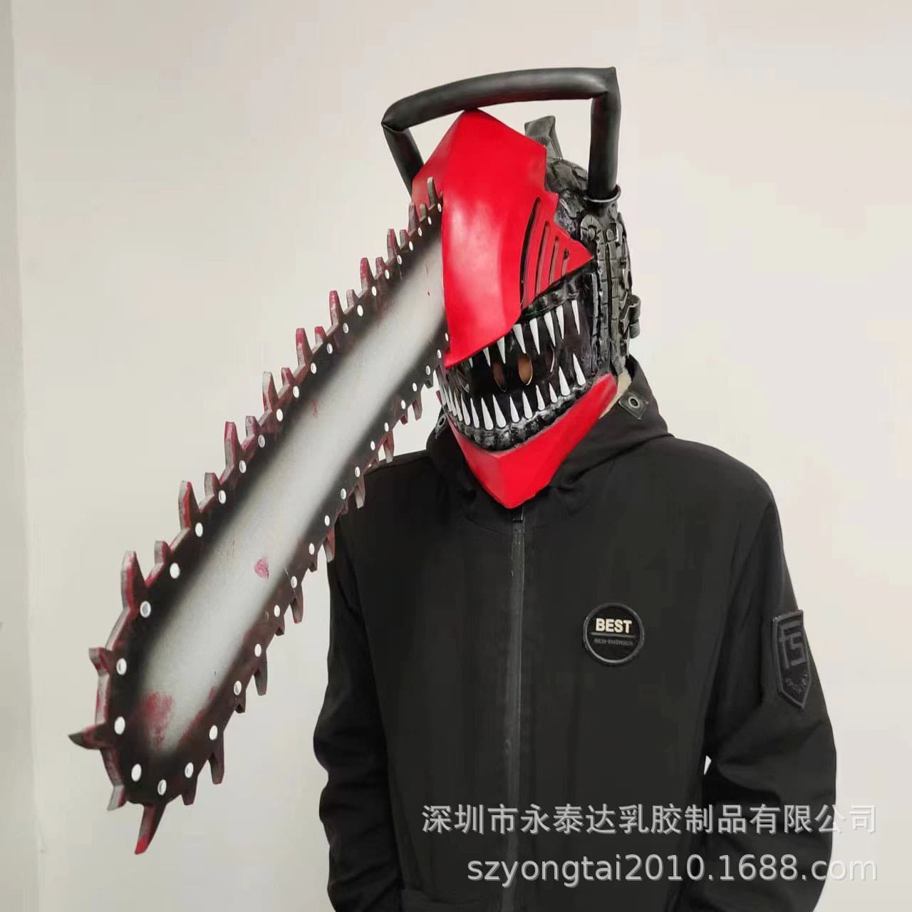 Halloween New Item Chainsaw Man Head Cover Role Play Horror Scary Latex Mask New Clothing Props Frightening Realistic Disguise