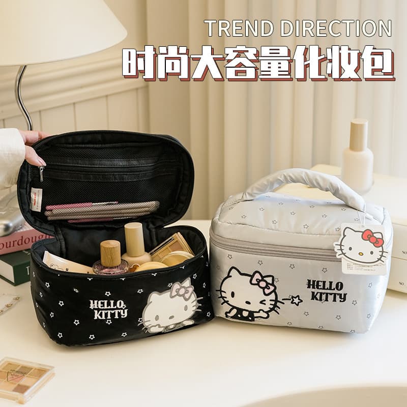 Sanrio Hello Kitty Ballet Style Makeup Bag Handheld Toiletry Bag Multi-Compartment Travel Organizer Bag