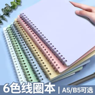 Side-flip Light Morandi PP Transparent Business Notebook Blank A5 B5 Ruled Notebook Exam Study Spiral Notebook