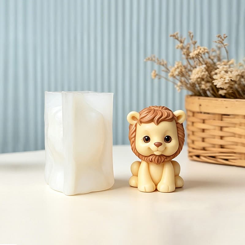 Long curly lion scented candle silicone mold diy resin drip plaster diffusion stone lion ornament mold