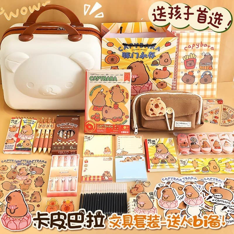 Capybara Stationery Set Gift Box Children's Back-to-School Gift Pack Essential Learning Supplies for Girls