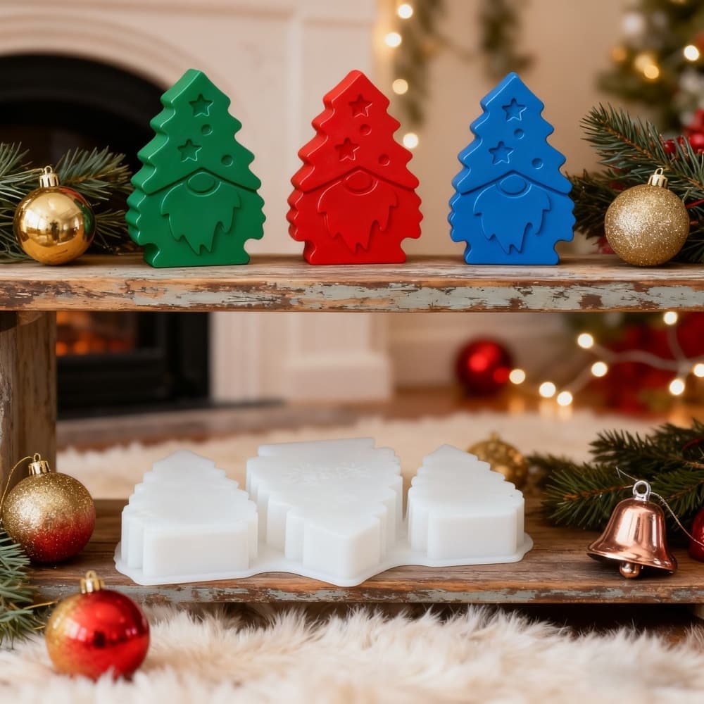 S2352 Christmas Tree Gnome Ornament Decoration Cement Plaster Mold DIY Silicone Mold