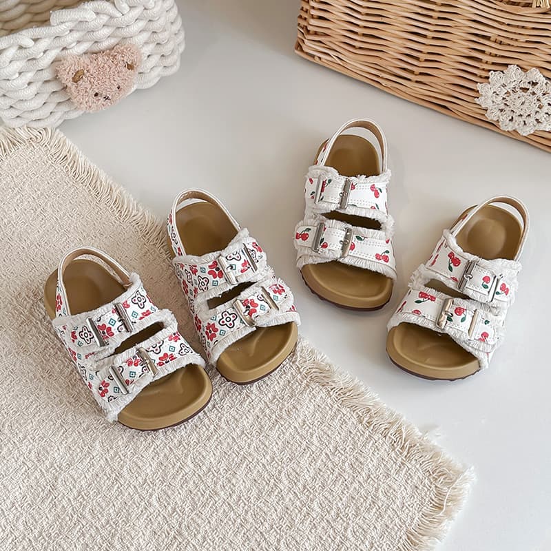 Floral Sandals French Summer Children's Shoes Toddler Kids Sandals Girls Birkenstock Roman Shoes Baby Princess Shoes
