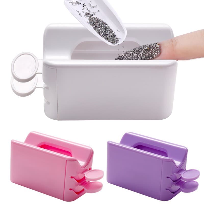 Nail Art Double-Layer Powder Recycling Box Portable Loose Powder Mirror Powder Infiltration Powder Container Powder Recycling Box with Funnel