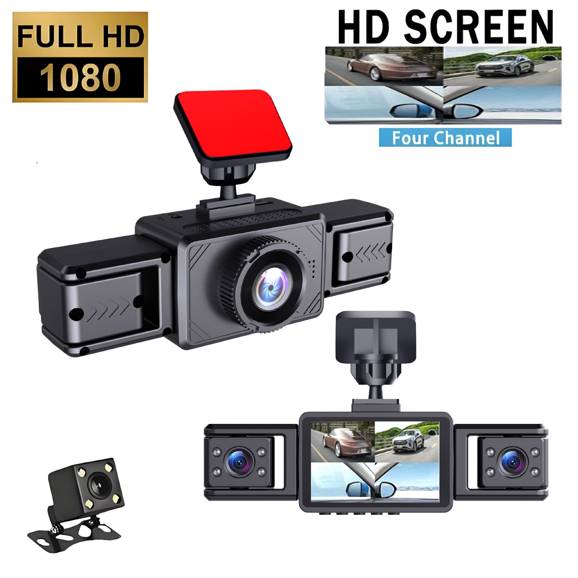 Driving recorder 2-inch high-definition car front, rear, left and right four-lens reversing image cross-border high-definition night vision