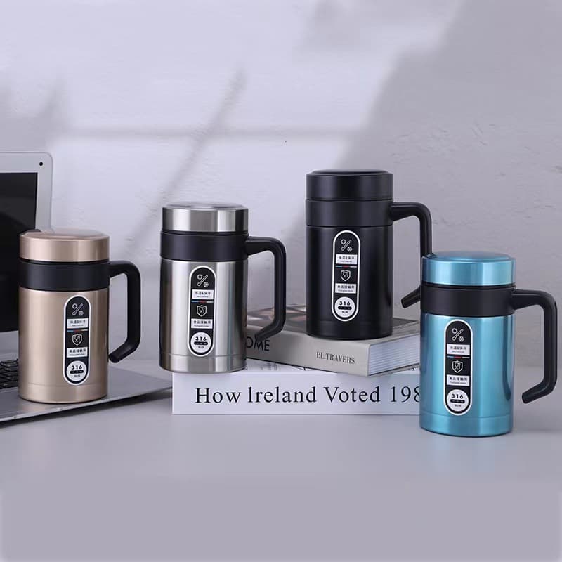 Office thermos cups for men, business use, with handles and engravings, tea cups, wholesale gifts.