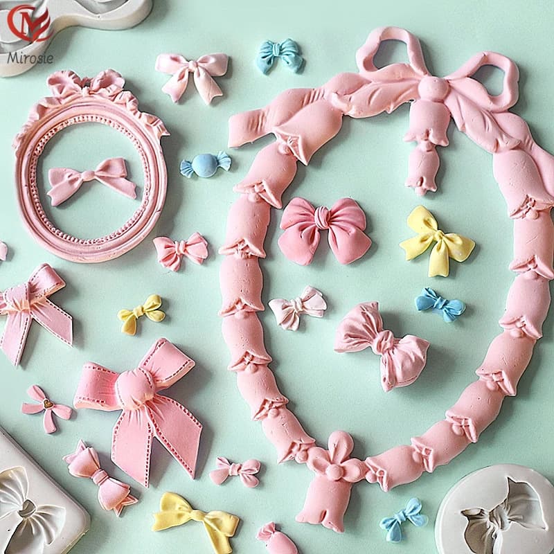 Silicone Baking Mold Butterfly Knot Sunflower Chocolate Decorative Tool for Sugar Art Cake Making Modern Simple Style Pink