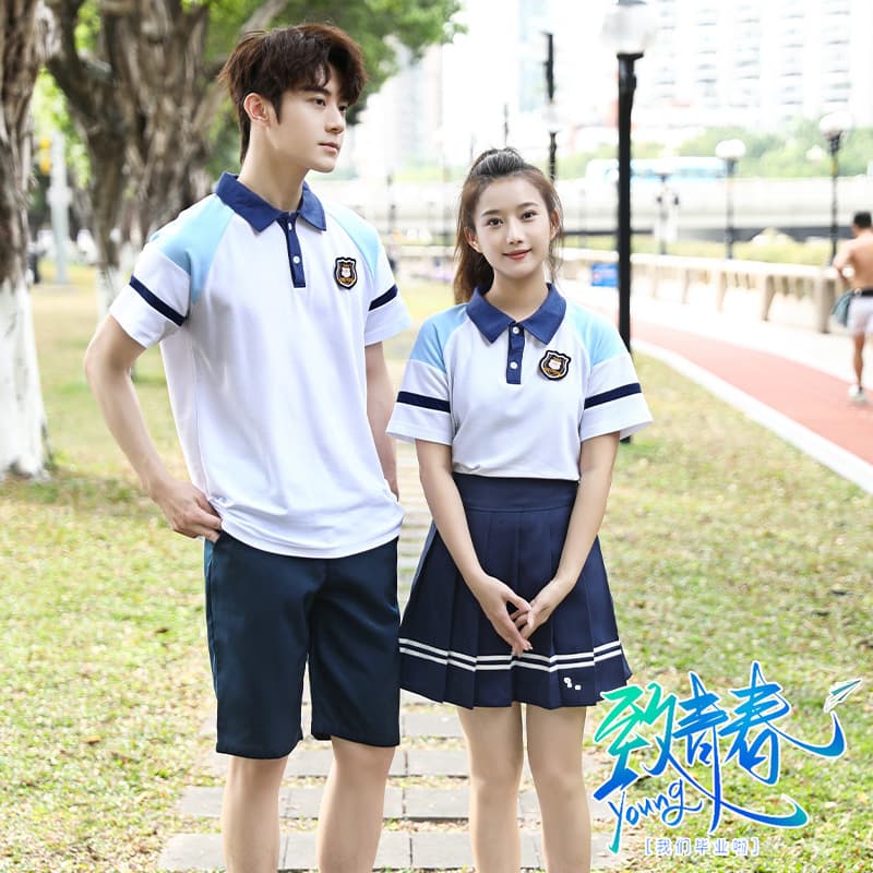Summer new short-sleeved T-shirt, college-style cotton T-shirt, can be printed with logo, supports customized school uniforms and class uniforms