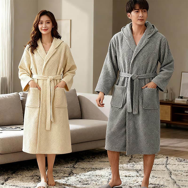 Autumn and Winter Warm Loose-Fitting Nightgown Cross-Border Amazon Long-Sleeved Pineapple Plaid Tie-Waist Warm Pajamas Home Wear Wholesale