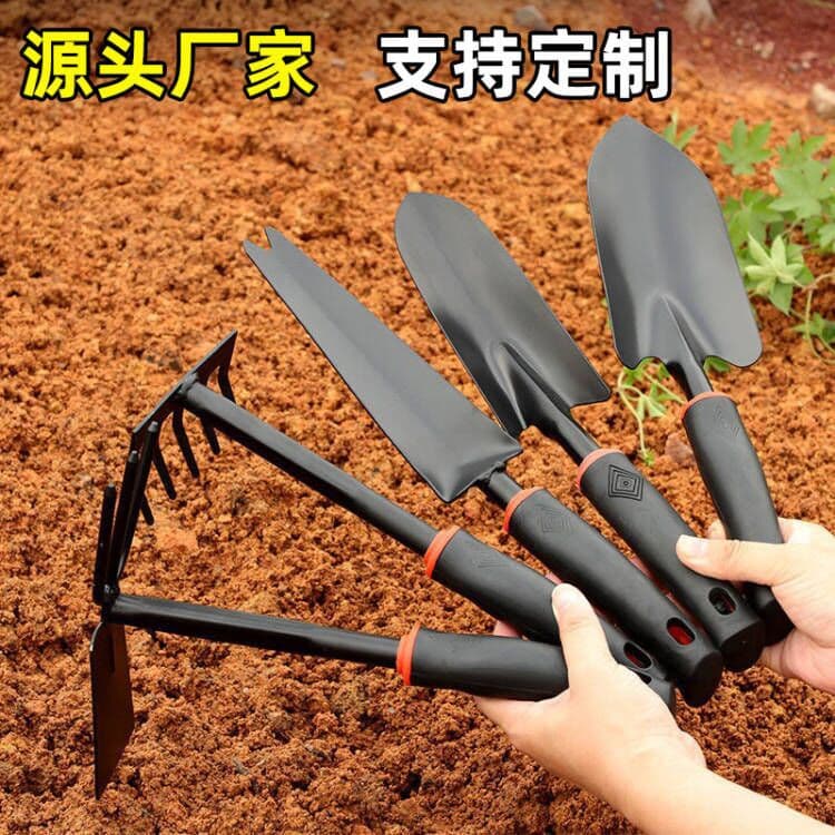 Black Plastic Handle Spray Painted Dual Purpose Rake Five Tooth Hoe Outdoor Shovel Flower Shovel Gardening Tools Beach Tools