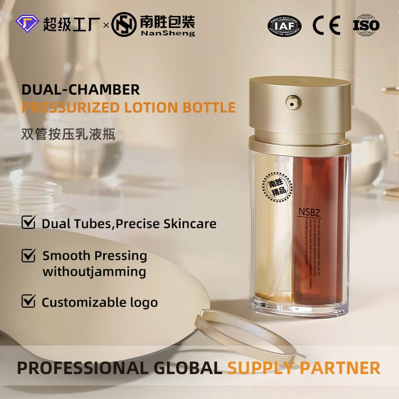 20ml+20ml Double Tube Bottle New Dual-Phase Water-Oil 2-in-1 Press Essence Dispenser Bottle