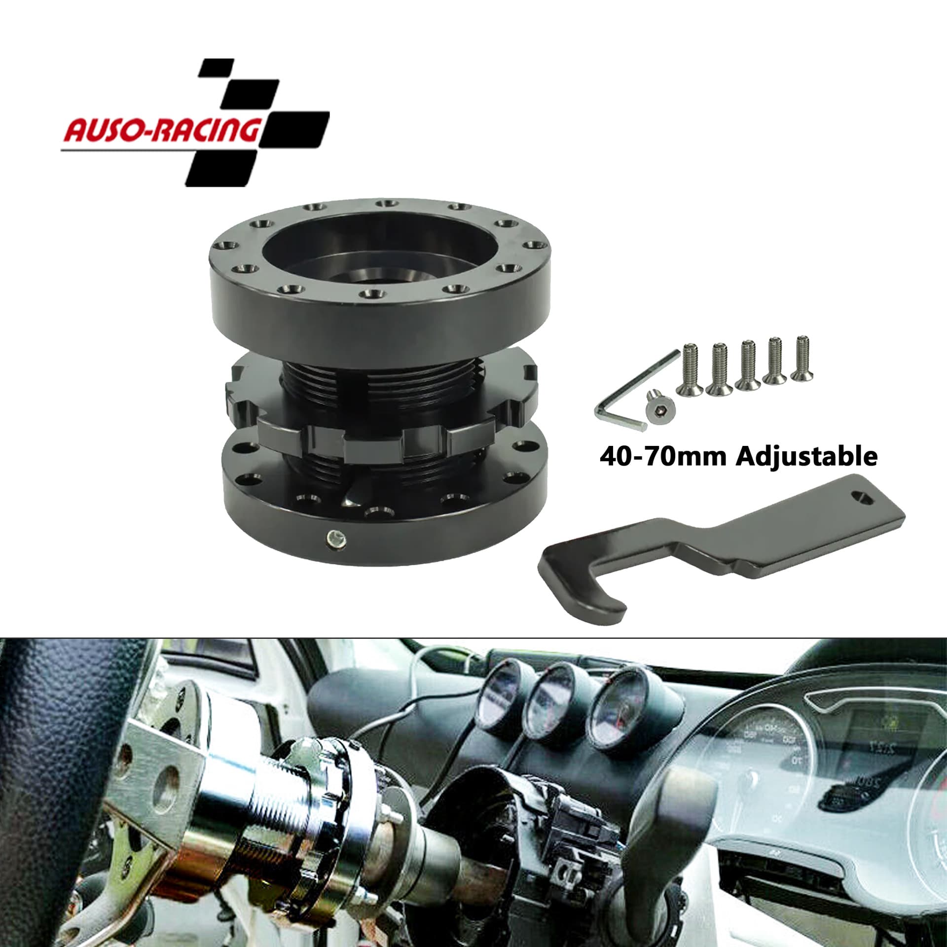 Racing Simulator Car Steering Wheel Riser Adapter Quick Release Spacer 4-7cm Base Heightening Pad