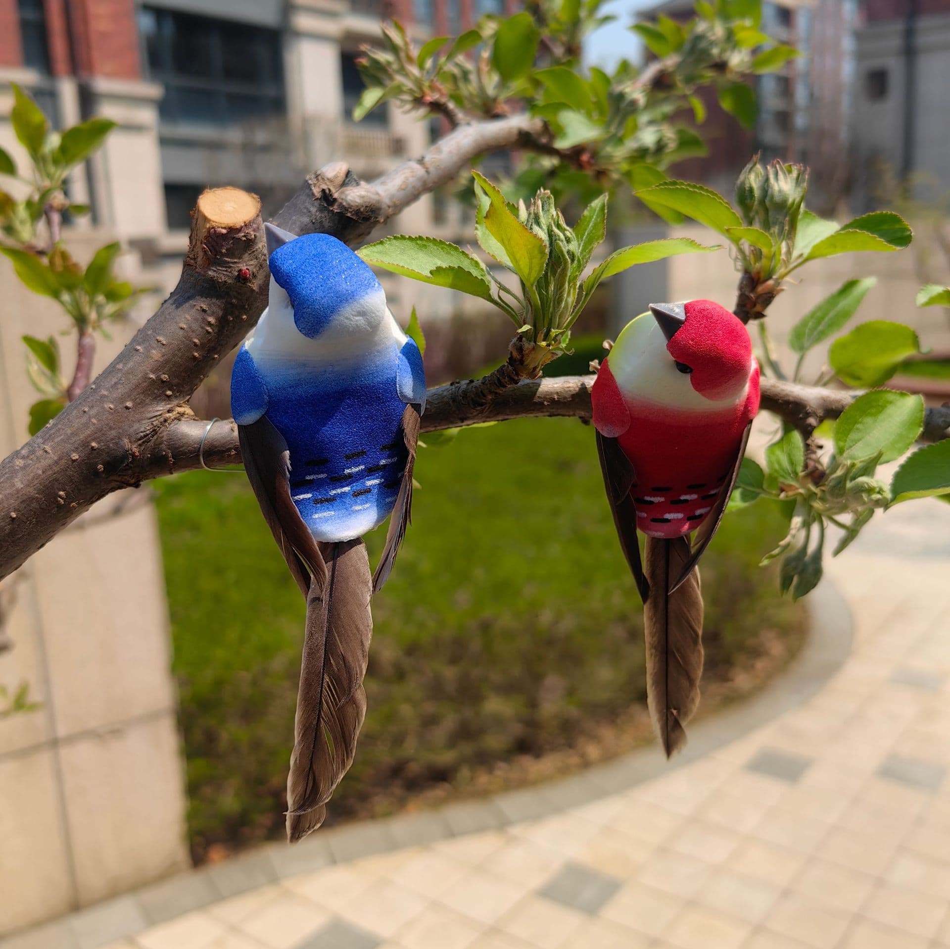 Foam feather bird ornaments bird real feather bird garden home decoration model mini basin white silver free shipping