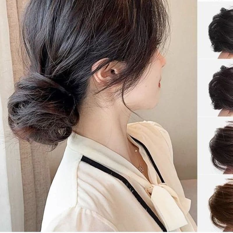 Wig Low Bun Hair Ring Women Fluffy Bun Hair Bun Natural Half Bun Back of Head Fluffy Tool Bag
