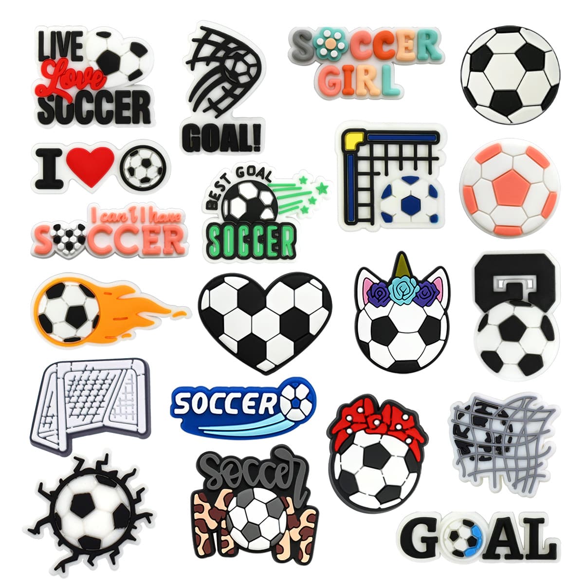 Cross-border Football Series PVC Soft Drip Mold Shoe Charms Croc Accessories Club Party Shoe Clips