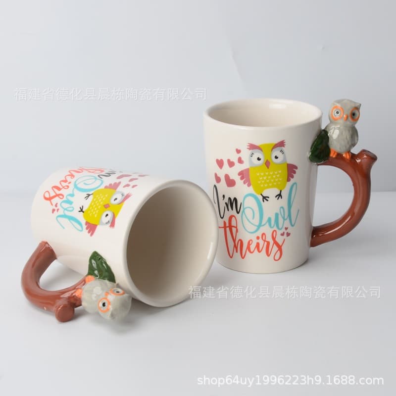 In Stock Ceramic Mug Owl Mug Animal Mug 3D Ceramic Cup Wholesale Water Cup Gift