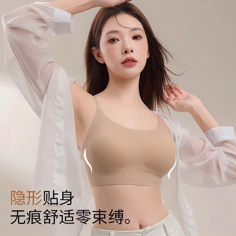 Seamless Bra for Small Bust Push Up 2026 New Style Non-See-Through Nude Invisible U-Back Open Back Cross Back Beauty Bra Strap